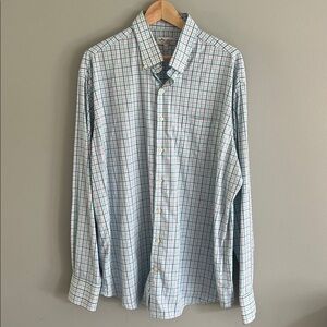 Peter Millar Summer Comfort Plaid Nylon Dress Shirt Size XL